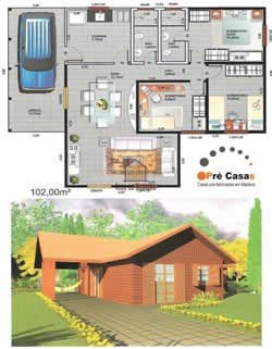 Projetos em Promoção: Casas Pré-Fabricadas em Madeira de Lei - Pré Casas Promoções em Casas Pré Fabricadas - Pré Casas